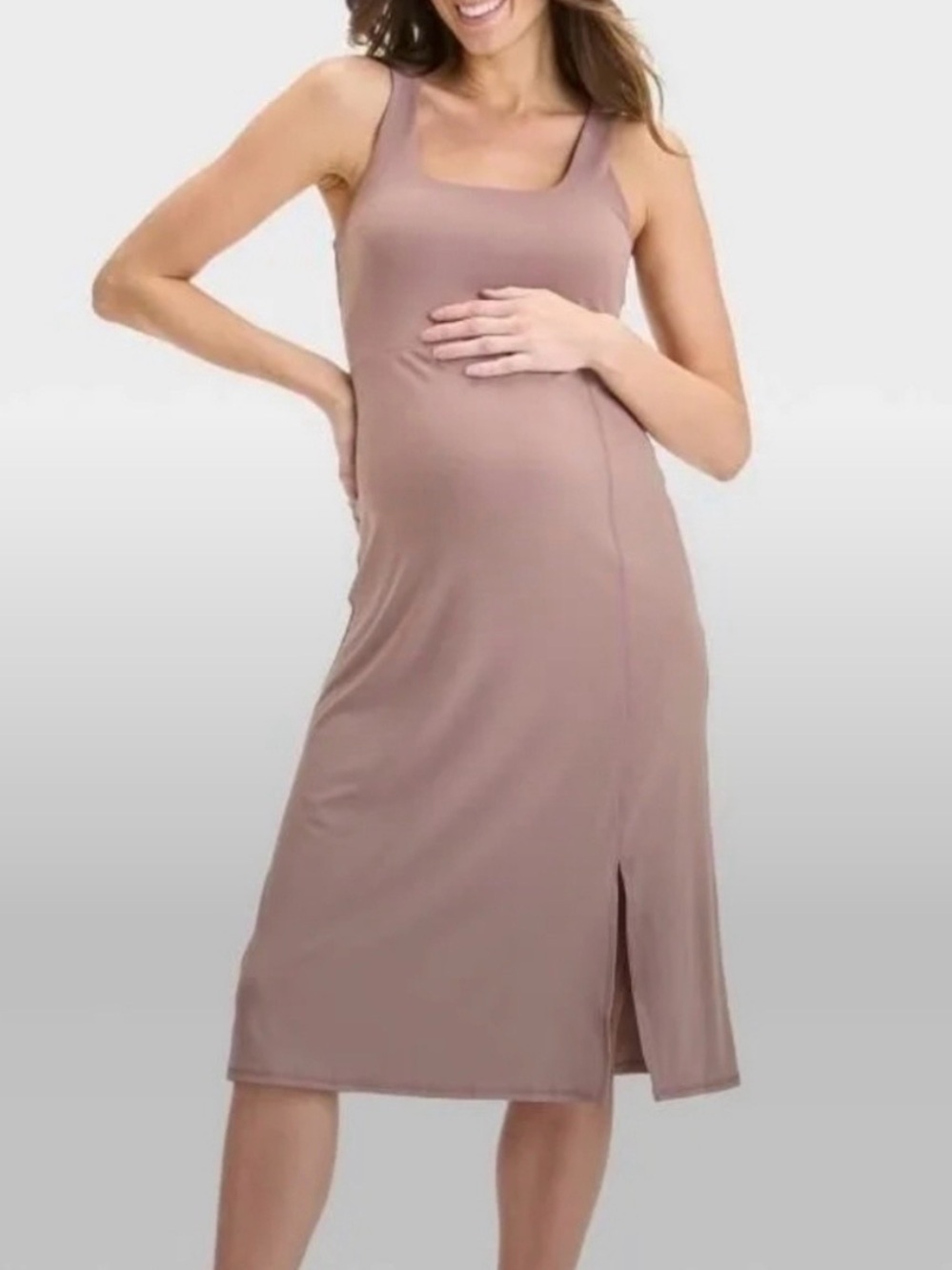 Isabel Maternity Midi Dress with side slit